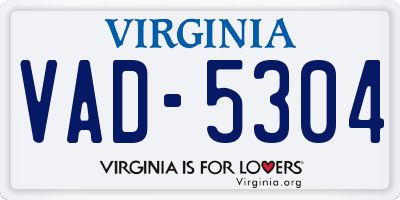 VA license plate VAD5304