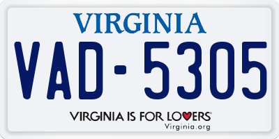 VA license plate VAD5305