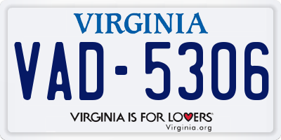 VA license plate VAD5306
