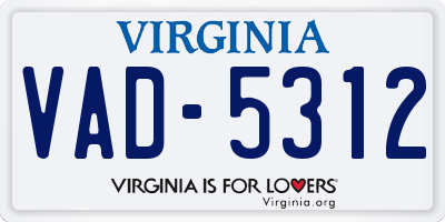 VA license plate VAD5312