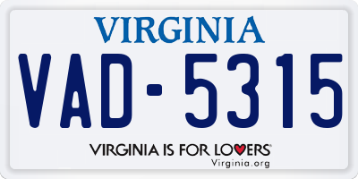 VA license plate VAD5315