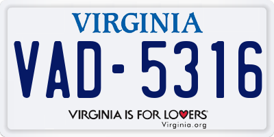 VA license plate VAD5316