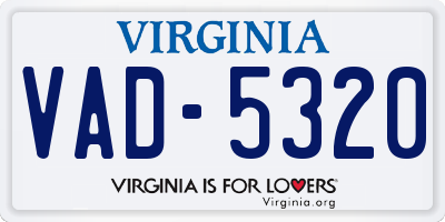 VA license plate VAD5320
