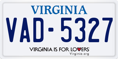 VA license plate VAD5327