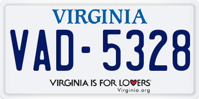 VA license plate VAD5328