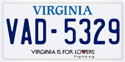 VA license plate VAD5329
