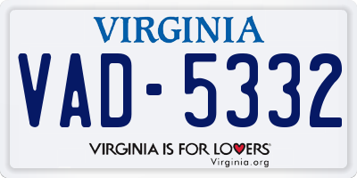 VA license plate VAD5332