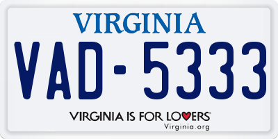 VA license plate VAD5333