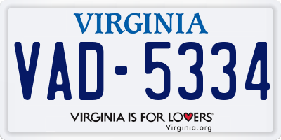 VA license plate VAD5334