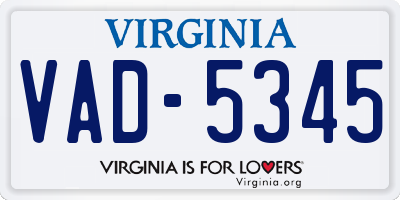 VA license plate VAD5345