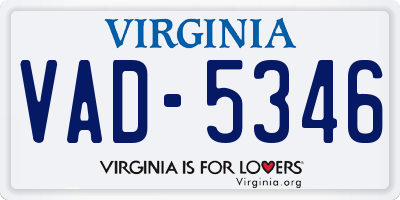 VA license plate VAD5346