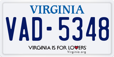 VA license plate VAD5348