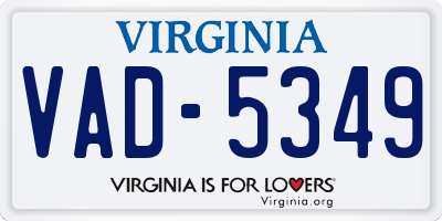 VA license plate VAD5349