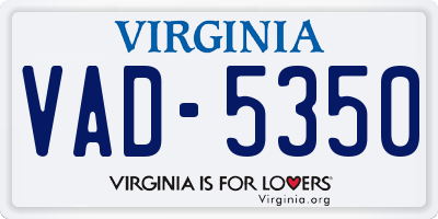 VA license plate VAD5350