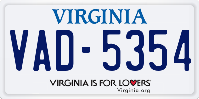 VA license plate VAD5354