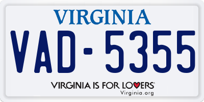 VA license plate VAD5355