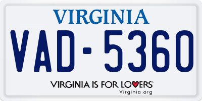 VA license plate VAD5360