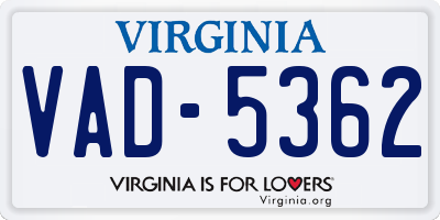 VA license plate VAD5362
