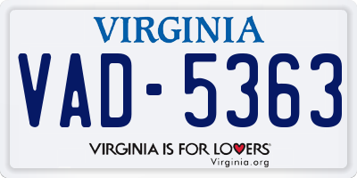 VA license plate VAD5363