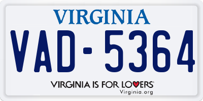 VA license plate VAD5364