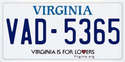 VA license plate VAD5365
