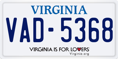 VA license plate VAD5368
