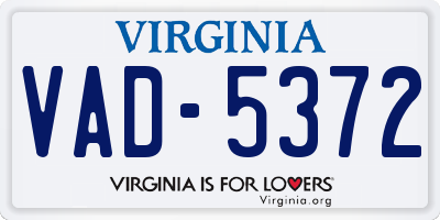 VA license plate VAD5372