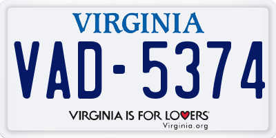 VA license plate VAD5374