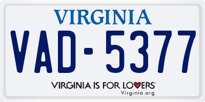 VA license plate VAD5377