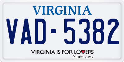 VA license plate VAD5382