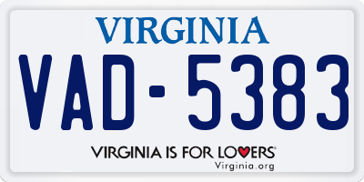 VA license plate VAD5383