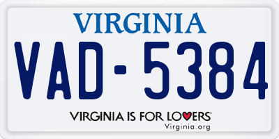 VA license plate VAD5384