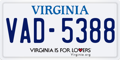 VA license plate VAD5388