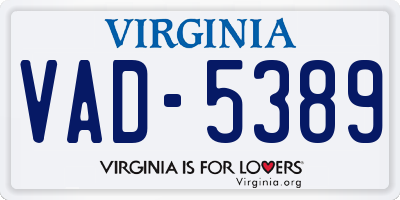 VA license plate VAD5389