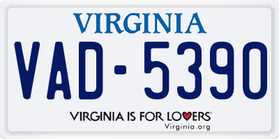 VA license plate VAD5390