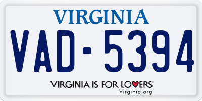 VA license plate VAD5394