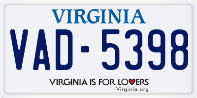VA license plate VAD5398