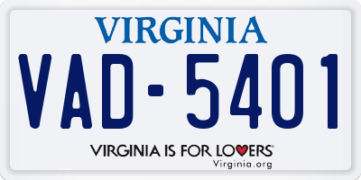 VA license plate VAD5401