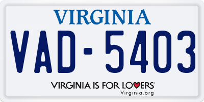 VA license plate VAD5403
