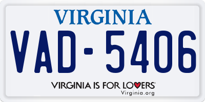 VA license plate VAD5406