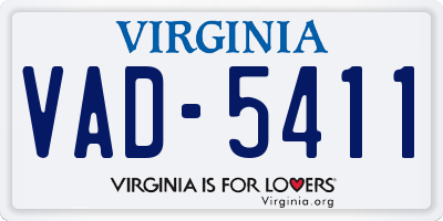VA license plate VAD5411
