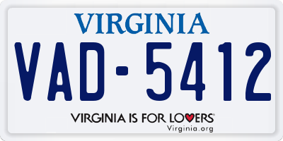 VA license plate VAD5412