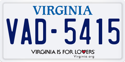 VA license plate VAD5415