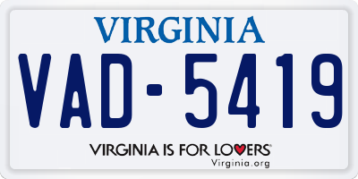 VA license plate VAD5419