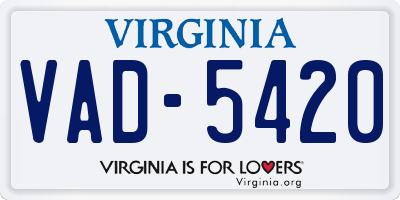 VA license plate VAD5420