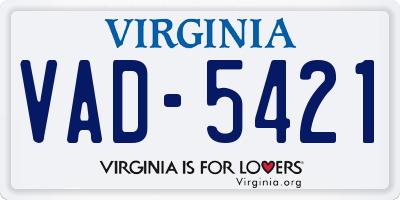 VA license plate VAD5421