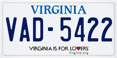 VA license plate VAD5422