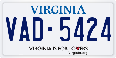 VA license plate VAD5424