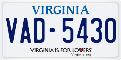VA license plate VAD5430