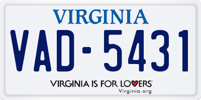 VA license plate VAD5431